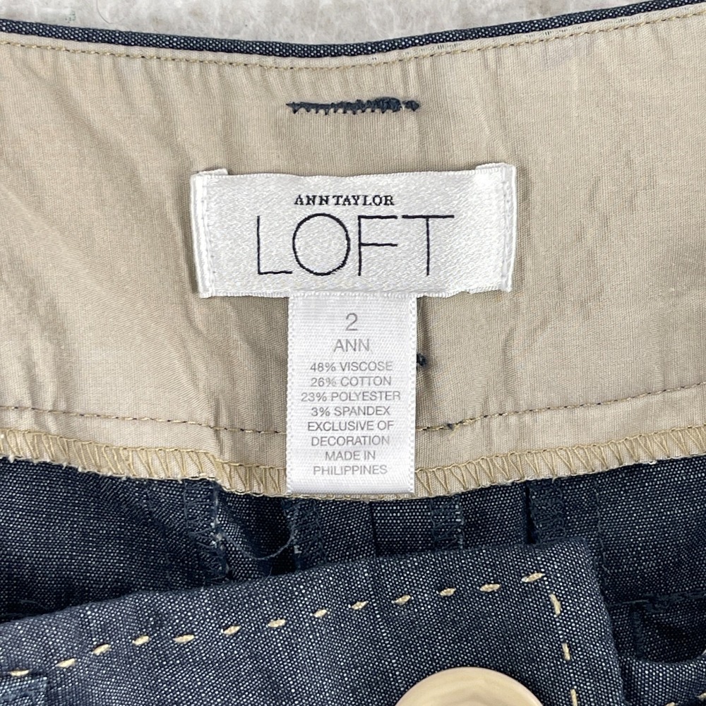 Ann Taylor LOFT‎ Blue Ann Cropped Pants Womens Straight Leg Mid-Rise Size 2 - Picture 15 of 16
